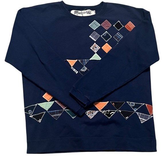 Na Madewell x The Falls Patchwork Sweatshirt Women’s XS Navy Blue - Picture 1 of 4